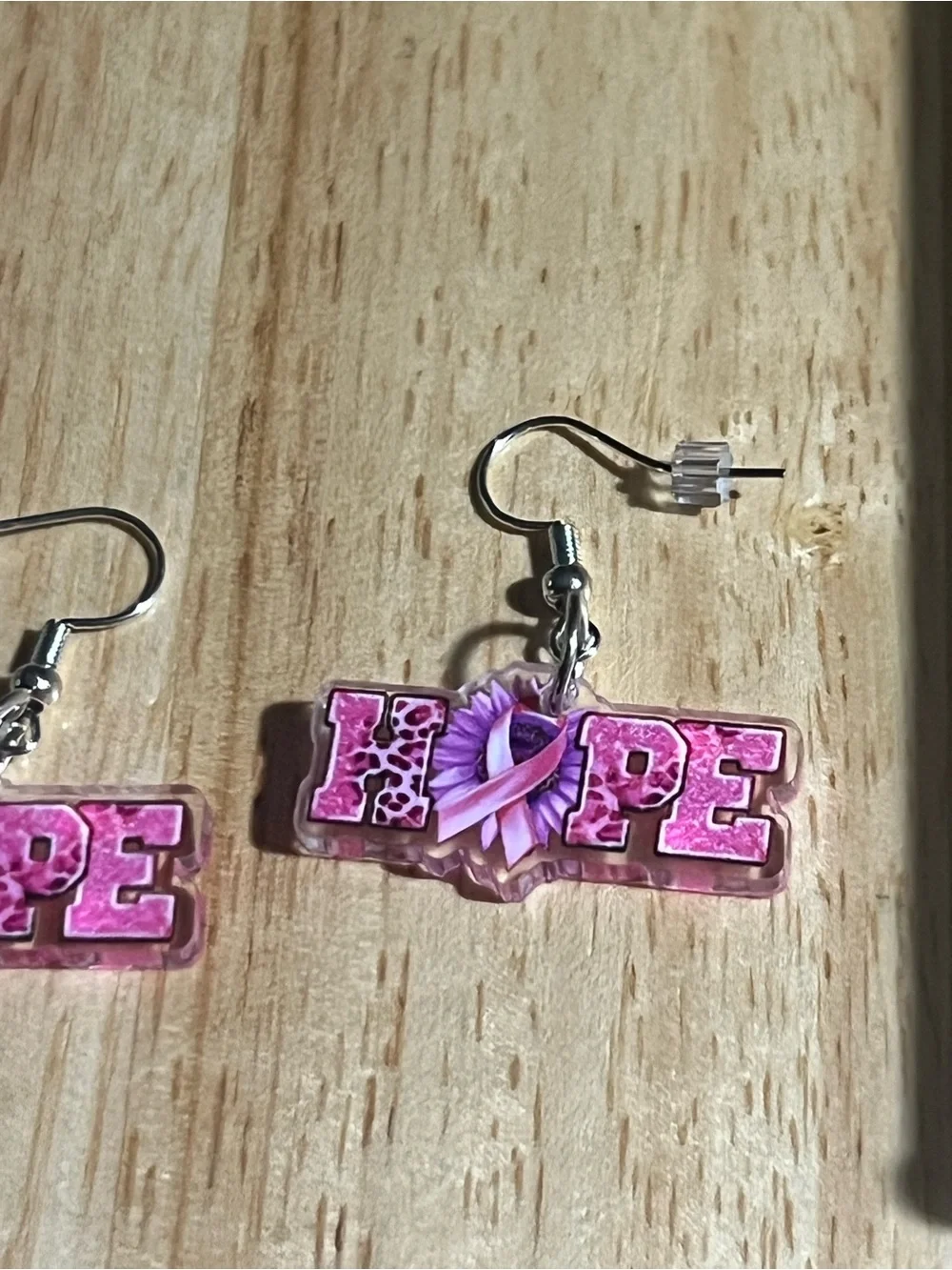 Hope Pink Ribbon Dangle Earrings for women E213